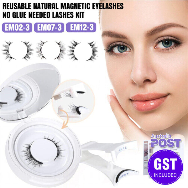 Reusable Natural Magnetic Eyelashes with Applicator No Glue Needed Lashes Kit AU