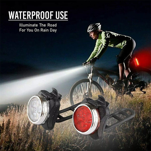 Rechargeable Bike Light Set LED Bicycle Lights Waterproof Headlight Front Rear