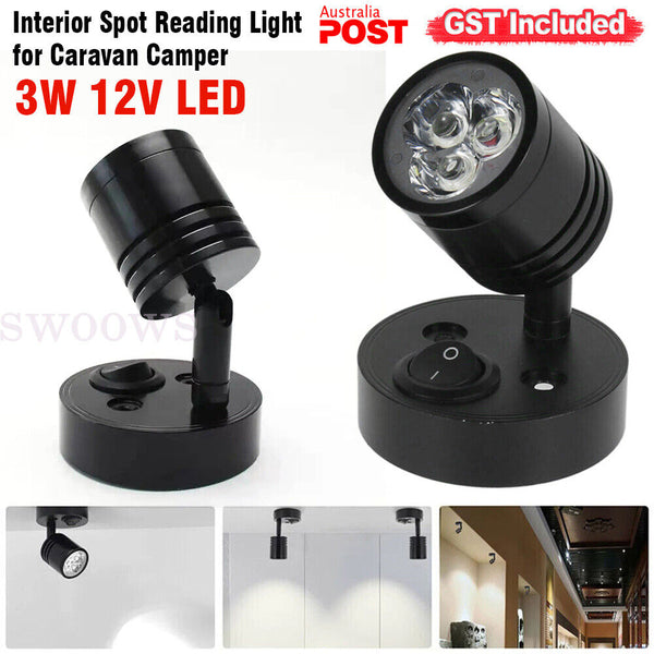 1/2pc 12V LED Interior Spot Reading Light Wall Lamp Switch For Caravan Camper AU