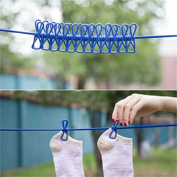 12 Clips Camping Rope Peg Washing Clothes Line Travel clothesline Portable AUS