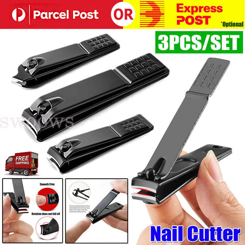 3Pcs Manicure Nail Cutter Steel Nail Clipper Cutter Toenail Trimm Set