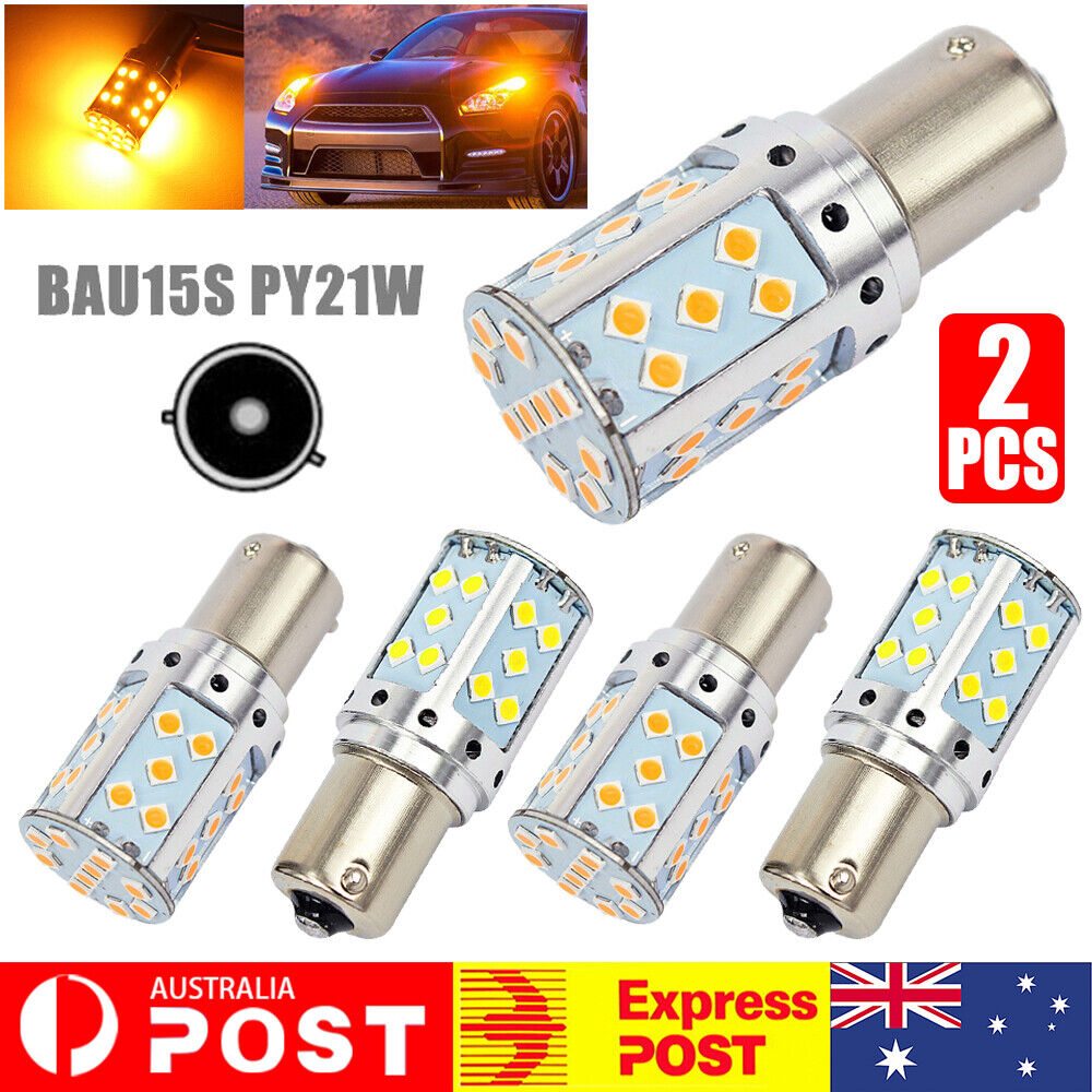 2X BAU15S PY21W LED TURN SIGNAL INDICATOR BULB GLOBE NO HYPER FLASHING /WHITE