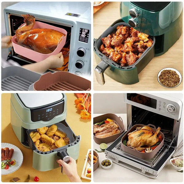 New Air Fryer Silicone Pot Air Fryer Basket Liner Non-Stick Reusable Baking Tray