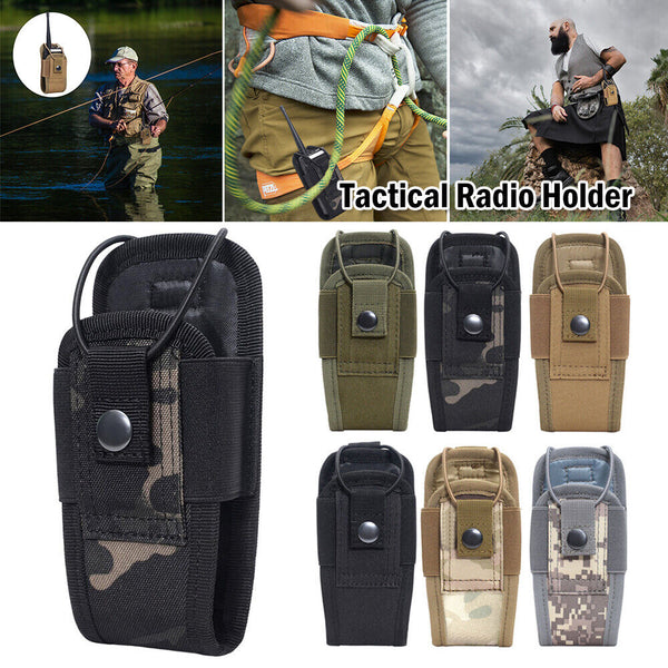 1/2x Tactical Radio Holder Outdoor Walkie Talkie Pouch Case Belt Holster Bag