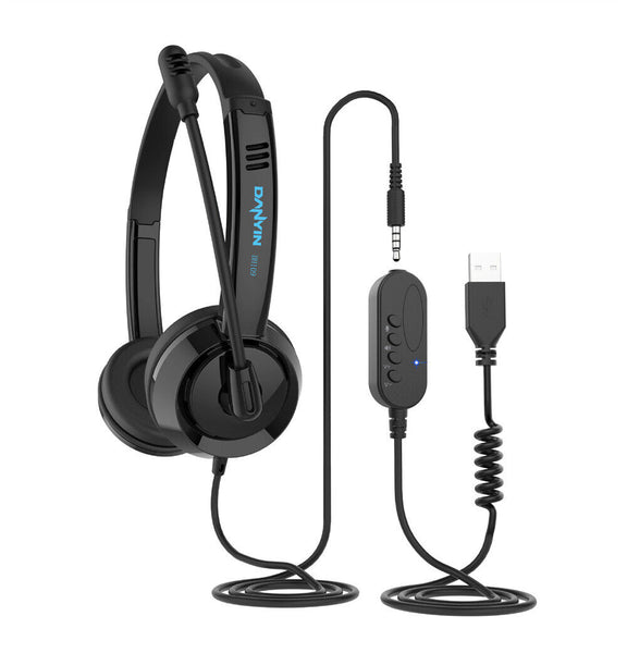 USB Wired Headphone Headset Noise Cancelling With Microphone For Computer Laptop