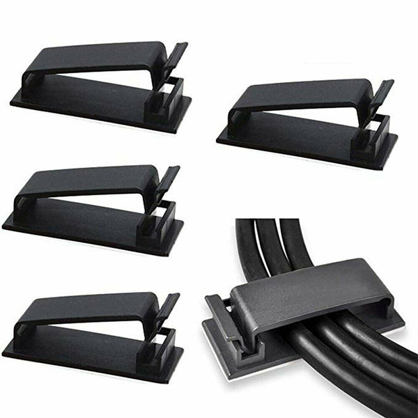 10-30x Adhesive Cord Management Cable Clips Black Wire Holder Organizer Clamp AU