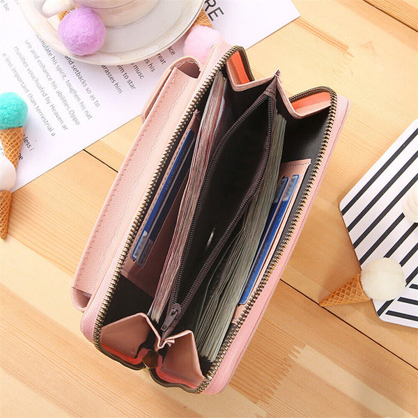 Women Clutch Bag Purse Leather Wallet Ladies Handbag Card Phone Holder Case Coin