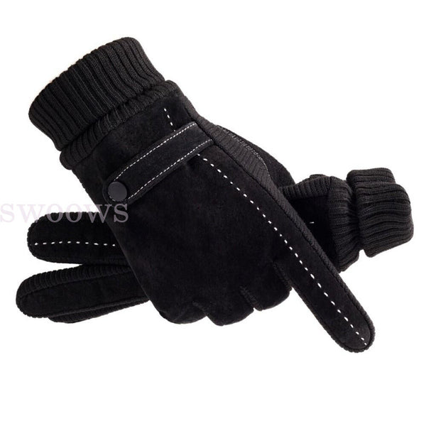 Winter Warm Men Thick Leather Gloves Driving Gloves Touch Screen Mitten Thermal