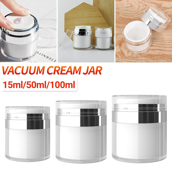 Airless Pump Cosmetic Jar Travel Vacuum Cream Bottle Refillable Container AU