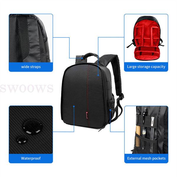 Waterproof Camera Backpack Soft Case Bag  Rucksack For Canon Nikon Sony DSLR AU