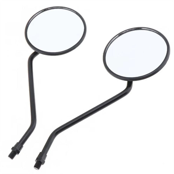 Pair round black motorcycle mirrors M10 10mm Thread Rear Side View Mirror