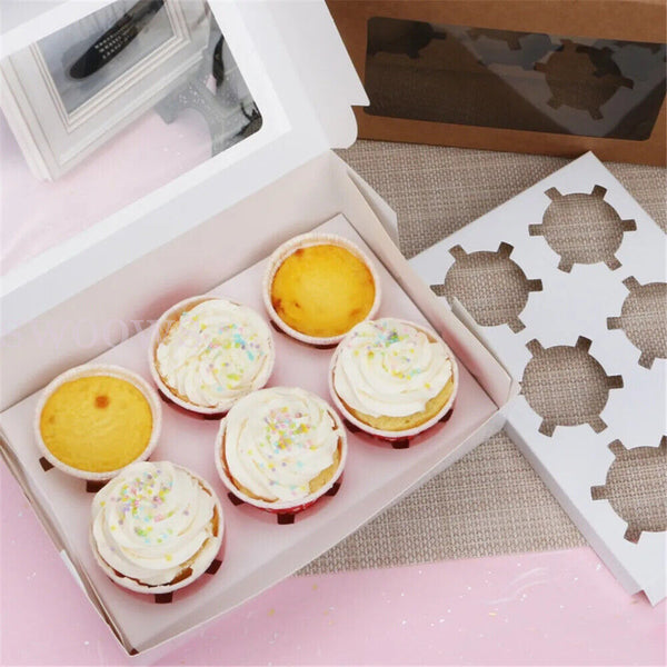 Cupcake Box Cases 4/6 holes Clear Window Cupcake Display Boxes Muffin Cup