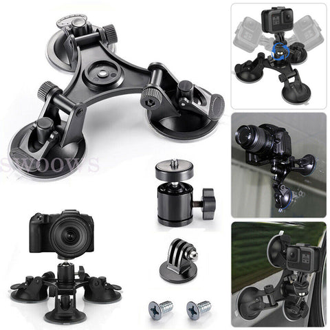 Triple Suction Cup Car Mount Holder Suit For GoPro Hero 8/7/6/5/4 Action Camera