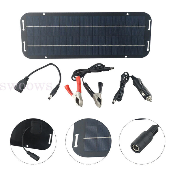 Trickle Charger Solar Panel Kit 12V Battery Charger Maintainer Boat RV Car