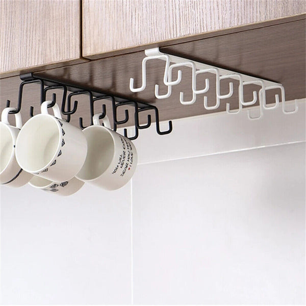 Double Hook Under Shelf Kitchen Cabinet Hanger Organiser Mug Cup Rack Holder NEW