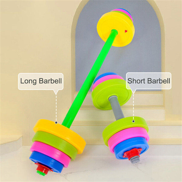 AU Kids Adjustable Barbell Toy Set Durable Exercise Dumbells Toys-LongShort