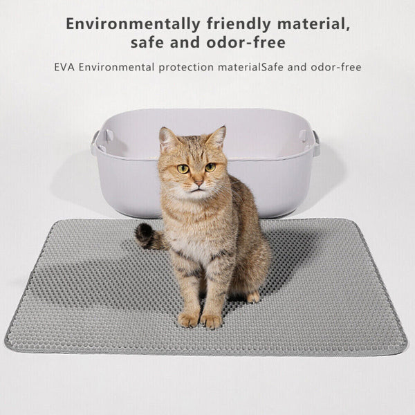 Double Layer Cat Litter Mat Waterproof Trapper Foldable Pad Pet Rug Home Urine