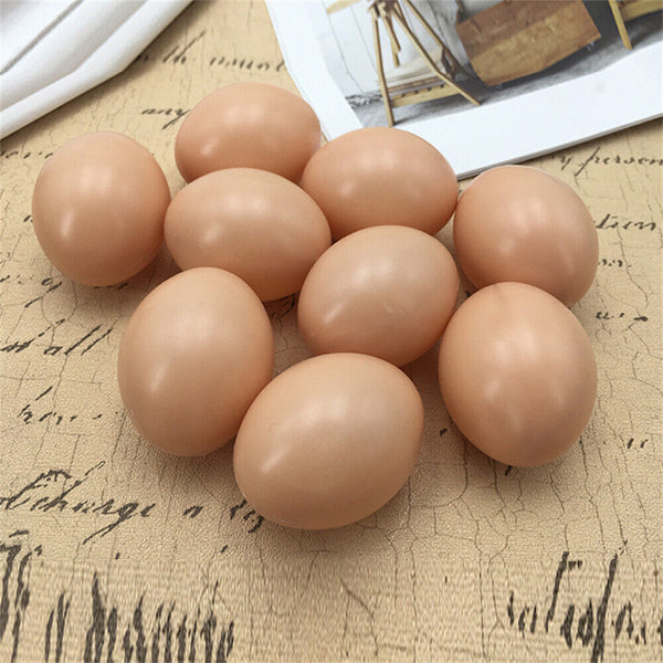 6PCS Plastic Fake Chicken Eggs Poultry Layer-Coop Hatching Simulation Dummy Eggs