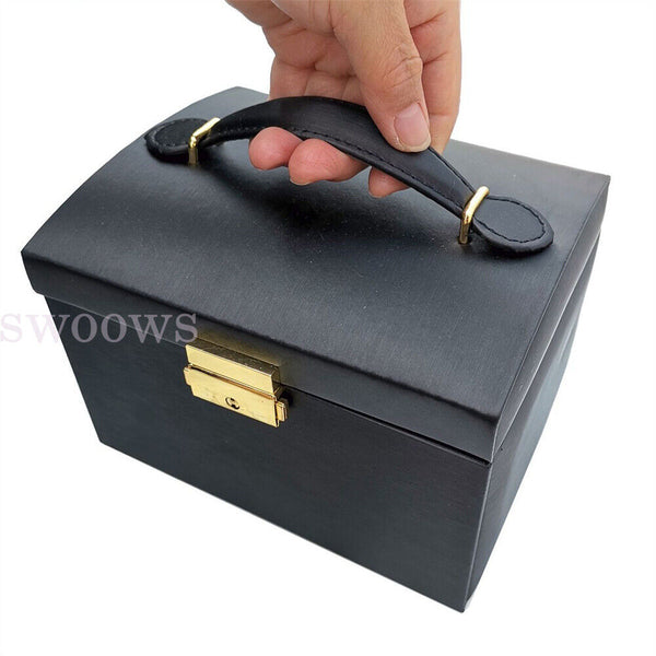 Jewellery Box Organizer Case Holder Storage Earring Ring Jewelry Display Leather