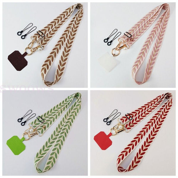 Universal Mobile Phone Lanyard Adjustable Hanging Neck Strap With Patch Fashion