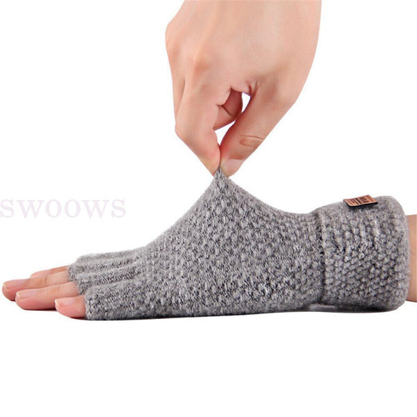 Thick Fingerless Gloves Driving Gloves Knitted Alpaca Wool Half Finger Mittens