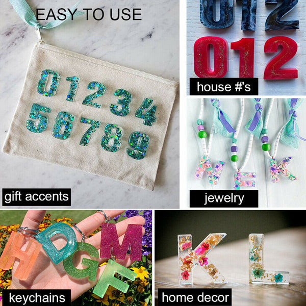 224xEpoxy Resin Mold Casting Letter Alphabet Number Silicone Jewelry Mould Craft