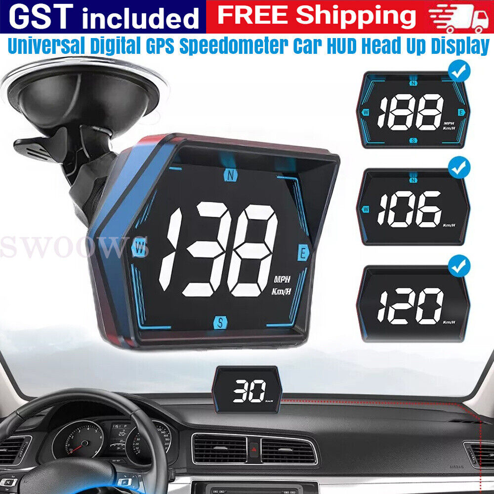 Universal Digital GPS Speedometer Car HUD Head Up Display MPH/KM Overspeed Alarm