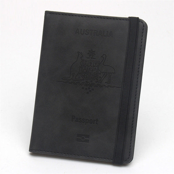 Slim Leather Travel Passport Pen Wallet Holder RFID Blocking ID Card Case Cover