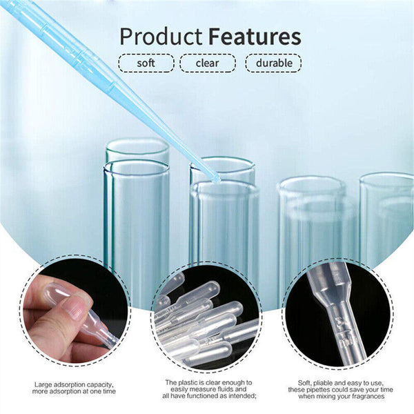 50/100PCS 5/10ML Plastic Clear Eye Oil Dropper Transparent Graduat PipetteS