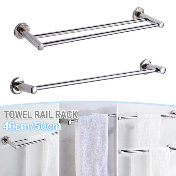 40/50cm Single Double Towel Rail Rack Holder Wall Mounted Bathroom Kitchen AU