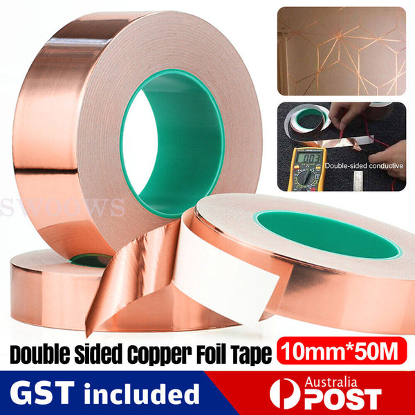 Double Sided Copper Foil Tape 50M x10mm EMI Shielding Conductive Adhesive Tapes