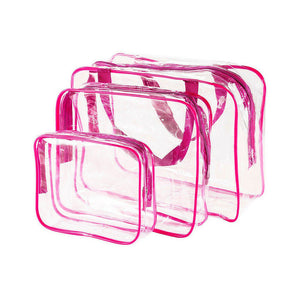 3PCS Travel Wash Bag Holder Set Cosmetic Makeup Toiletry Clear PVC Organize