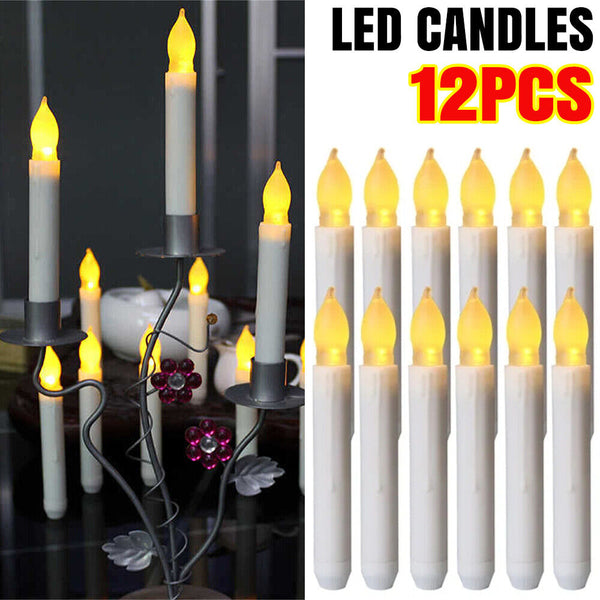 UP 240X LED Candles Flameless Taper Flickering Battery Operated Candles 16.5x2cm