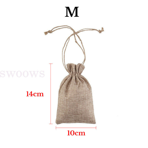 Up 100PCS Drawstring Storage Bags Bulk Linen Calico Bags snack Tote Gift Bags AU