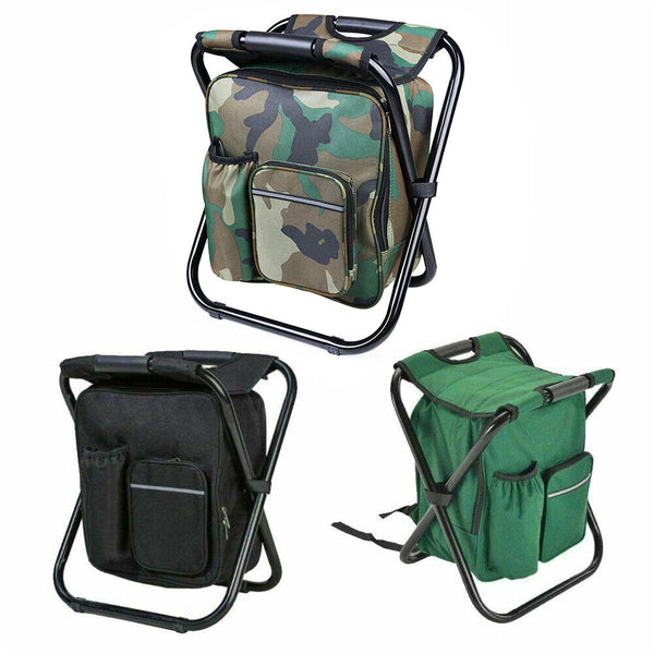 Portable Folding Backpack Chair Camping Stool Cooler Bag Rucksack Beach Fishing