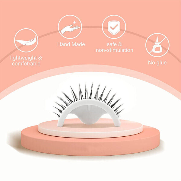 2PCS Eyelashes Self-Adhesive Natural Multiple Reversible Glue Free Reusable Box