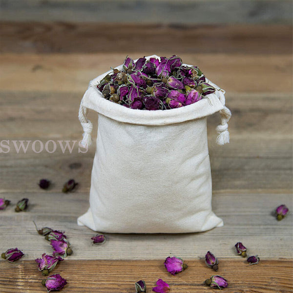 10-100X  Drawstring Storage Bags Calico Bags Natural Linen Tote Gift Bag Bulk