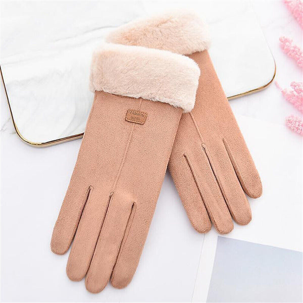 Outdoor Women Winter Gloves Thermal Sheepskin Touch Screen Warm Windproof Soft