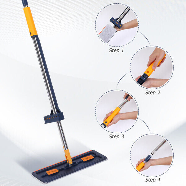 New Upgrade Style Large Flat Mop,360°Rotating Magic Self Wringing Mop with 6 Rag