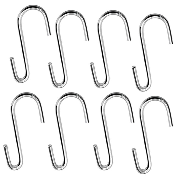 Up to 8x S-shaped Stainless Steel Hanging Hooks Kitchen Bathroom Hangers Holder