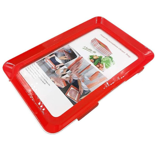 Food Preservation Tray Reusable Plastic Food Fresh Storage Container Plate Cover