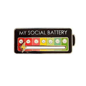 Brooch Pin My Social Battery Mood Funny Interactive Enamel Badge Lapel Pin AU