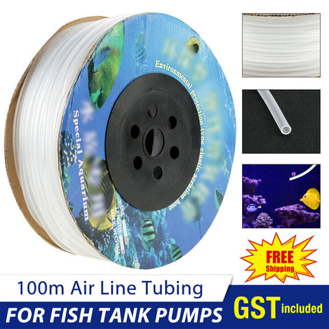100m Aquarium Soft PVC Airline Hose Air Line Tubing 4mm for Fish Tank Pumps NEW
