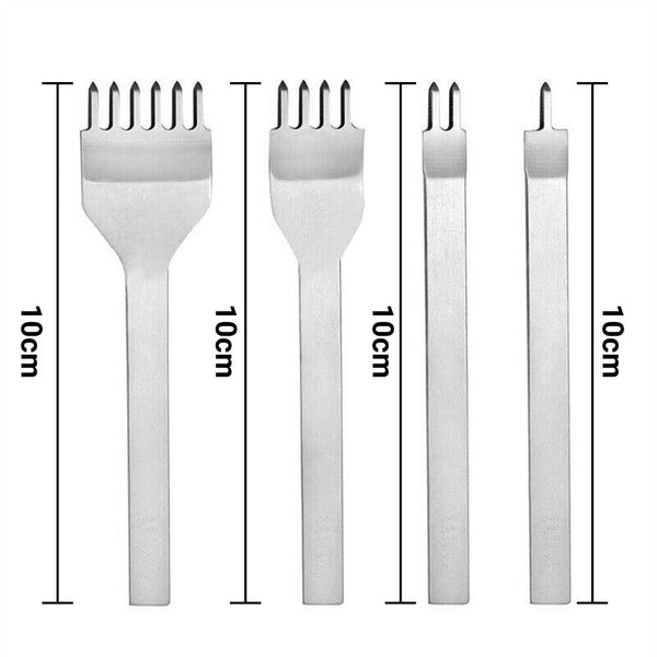 4Pcs/Set Craft Tool 1/2/4/6Prong Punches Stitching Chisel Hole Leather Punch