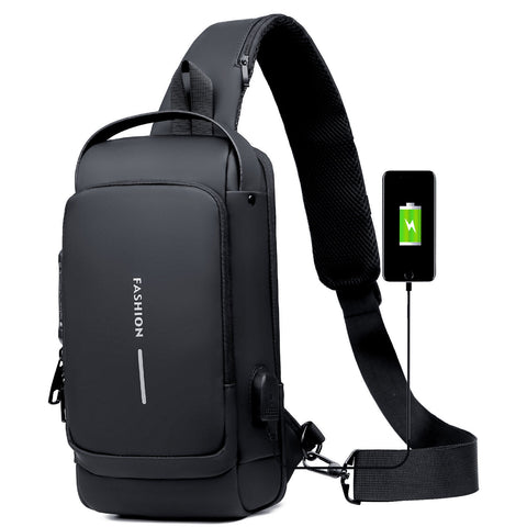 Men's Sling Crossbody Bag Anti-theft Chest Shoulder Messenger Backpack USB Port