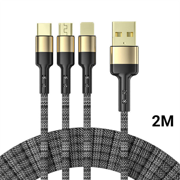 Multi Charging Cable 5A 3 in 1 Multiple USB Super Fast Long Charging Cable Cord