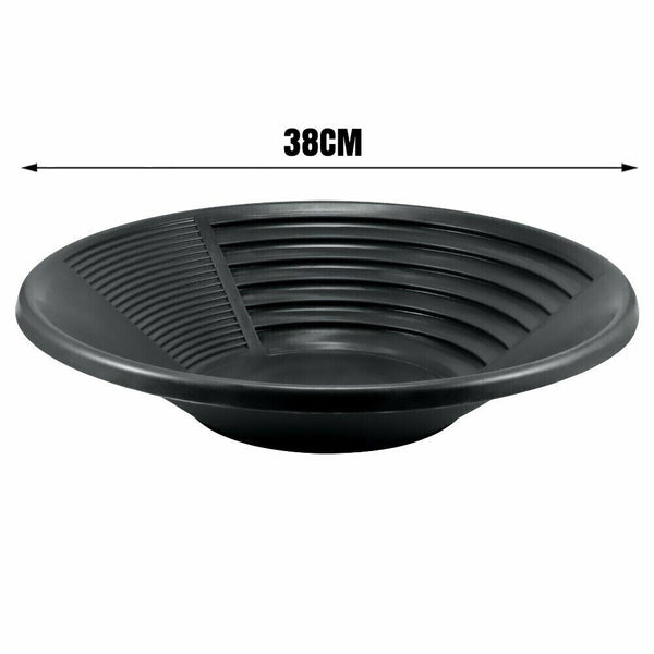 Gold Turbo Pan 38cm Black Plastic Gem Fossicking Panning Prospecting Detector AU