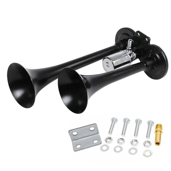 Universal 150DB Dual Trumpet Car Air Horn Compressor Truck Train Loud Speaker AU