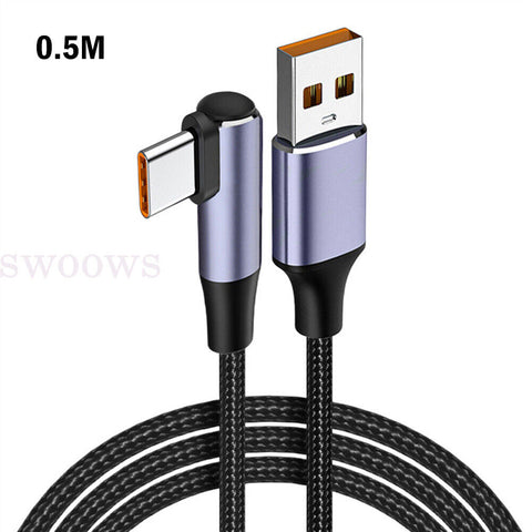 90 Degree Data Line Right Angle PD 100W Fast Charging USB C to USB Type C Cable