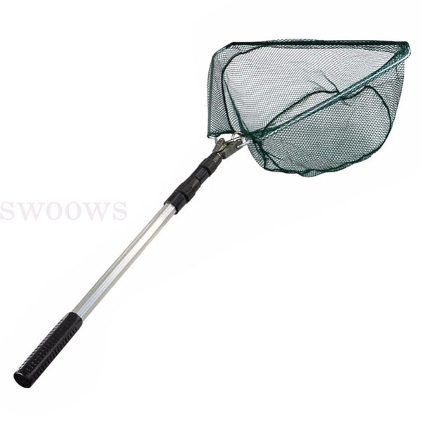 Fishing Landing Net Portable Black Triangle Fish Mesh Foldable Pole Handle